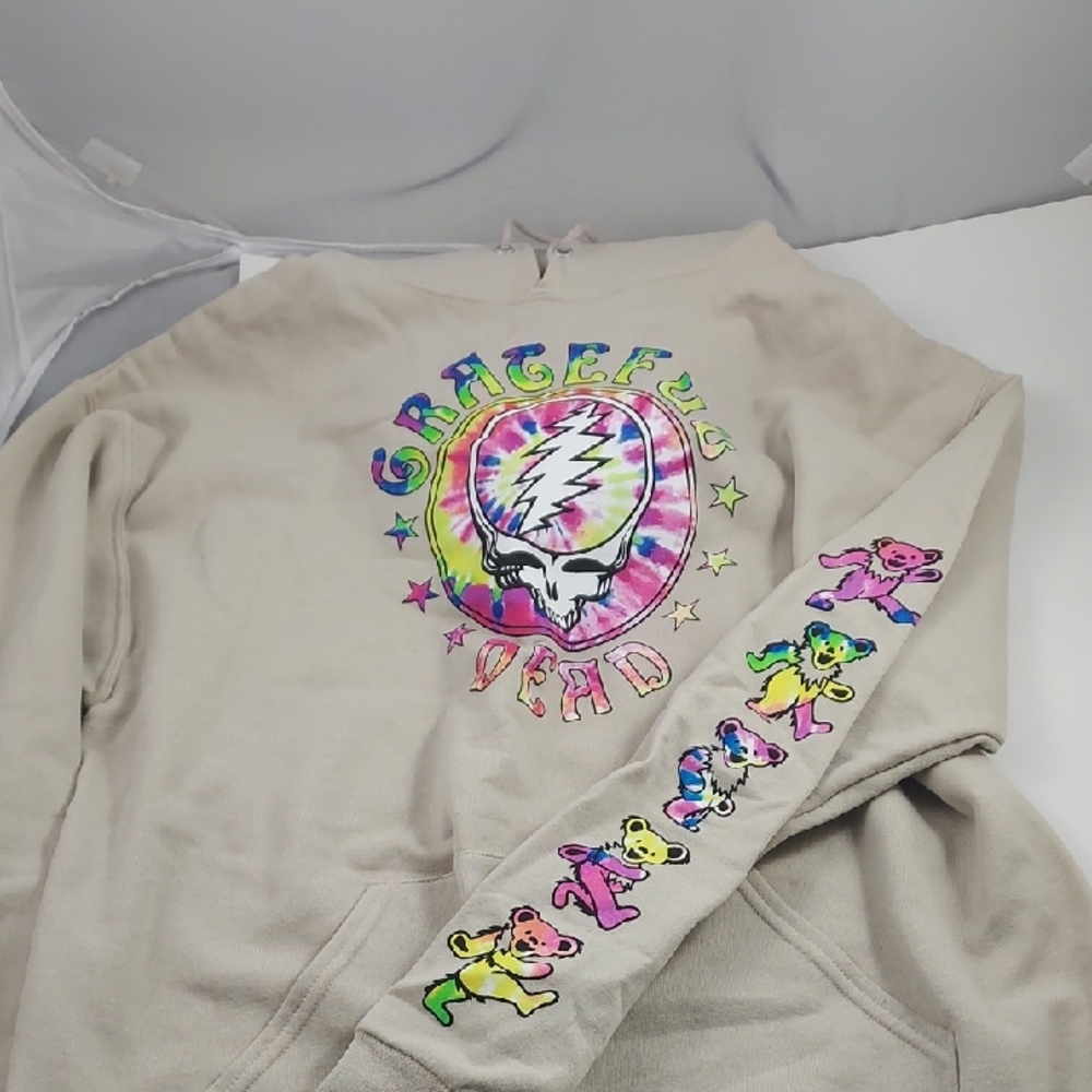Grateful Dead Beige Hoodie with Tie-Dye and Multicolor Bears